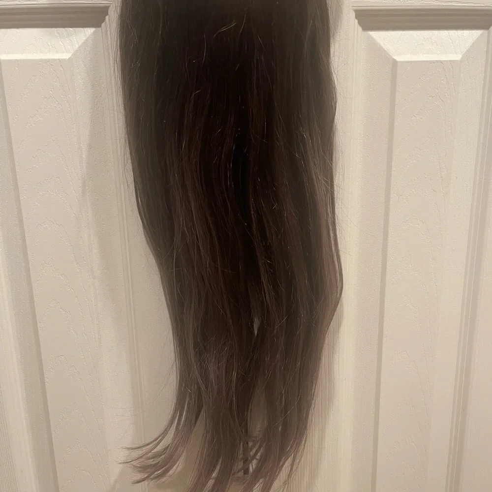 Lux Cool Dark Brown Balayage Halo Hair Extensions - Picture 3 of 5